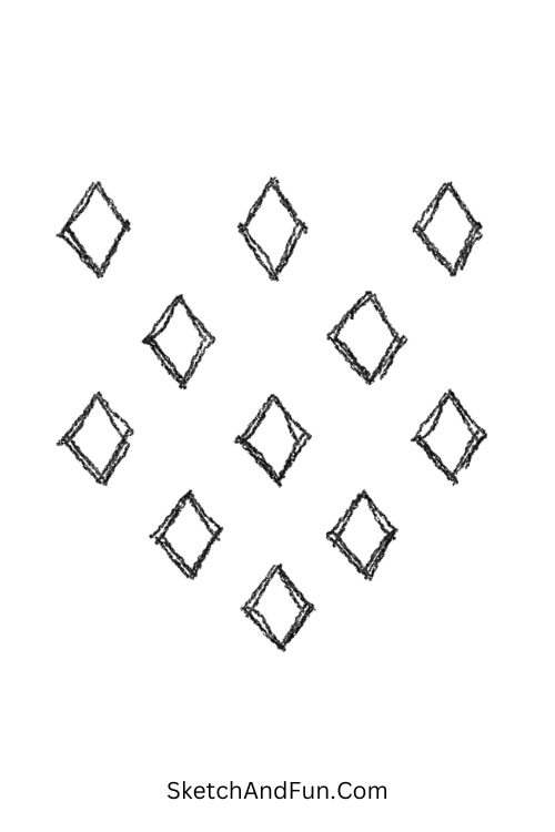 Soft Diamond Pattern – Advanced zen doodle patterns with spaced soft diamond shapes