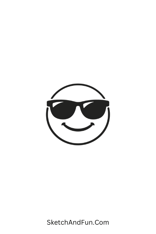 A drawing of a smiley face with sunglasses, june kawaii drawings