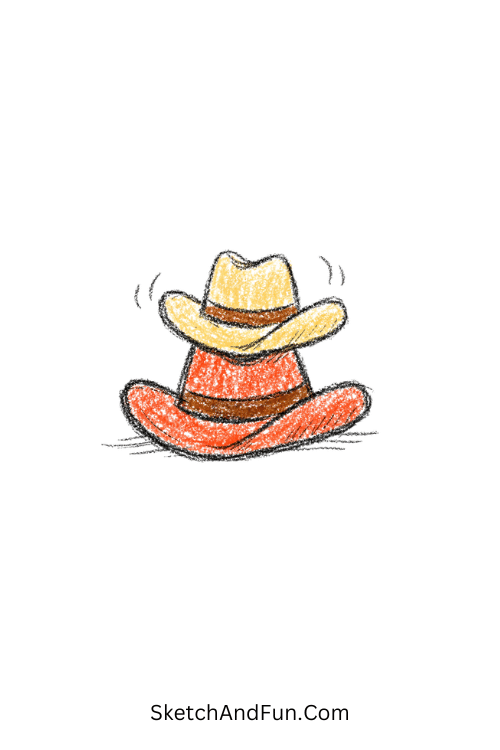 Two stacked cowboy hats with soft curved lines, cowboy hat doodle