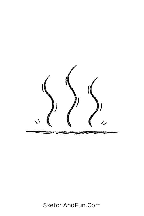 Wavy heat lines rising from ground, August hand drawing ideas