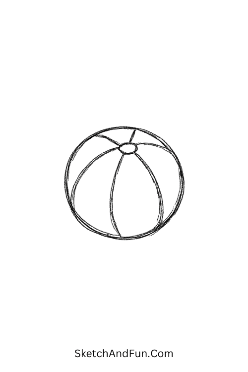 Colorful striped beach ball circle, July drawing easy