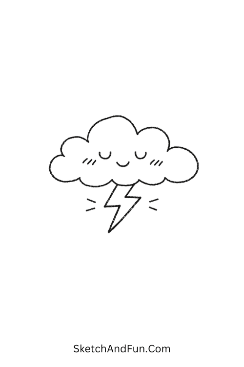 Soft cloud with lightning monsoon vibe, July summer doodles