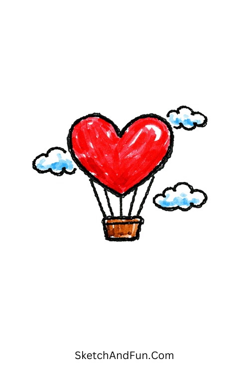 Heart Shaped Hot Air Balloon Drawing