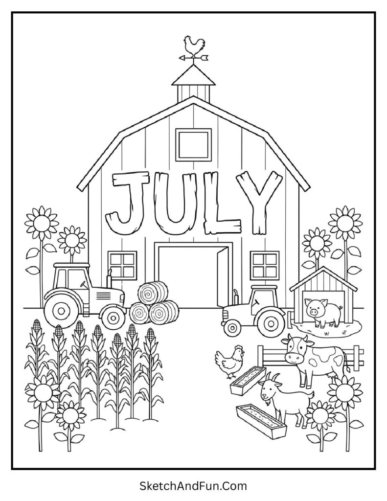 July Farm Festival Coloring Page pdf