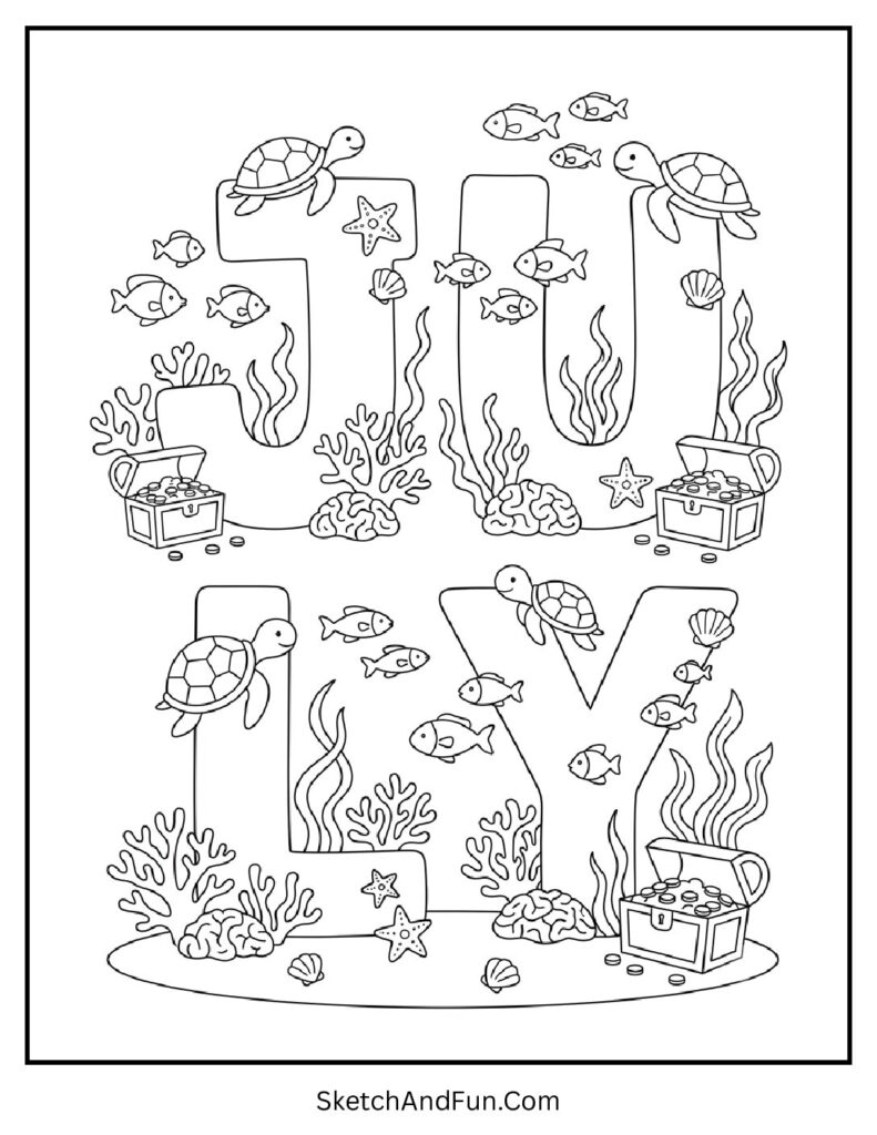 July Ocean Adventure Coloring Page pdf