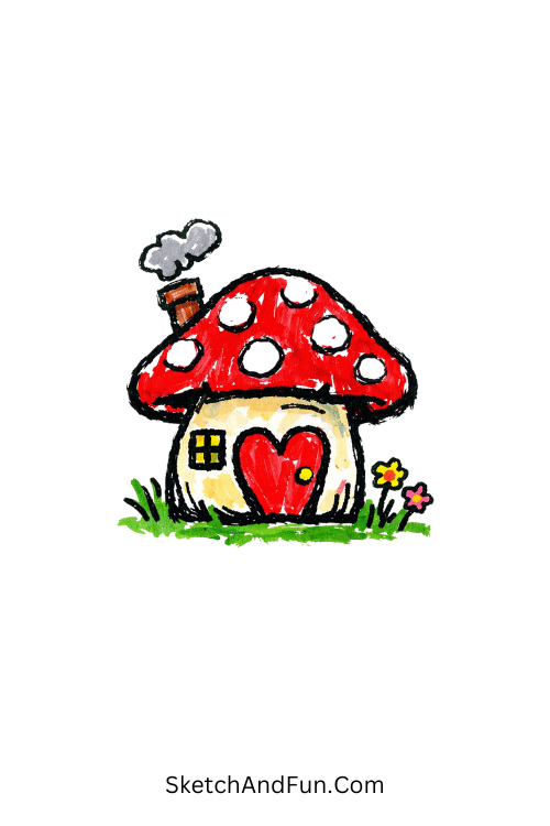 Mushroom House Cottage Drawing