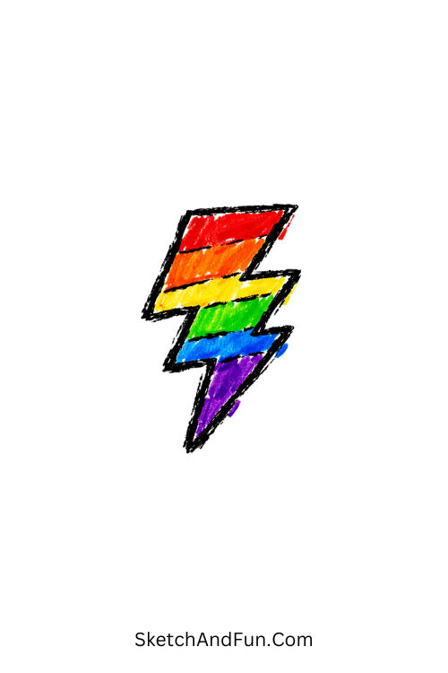 Rainbow Lightning Bolt Drawing 1