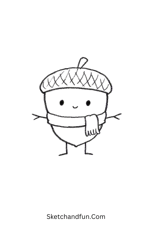 Acorn character drawing wearing a tiny scarf