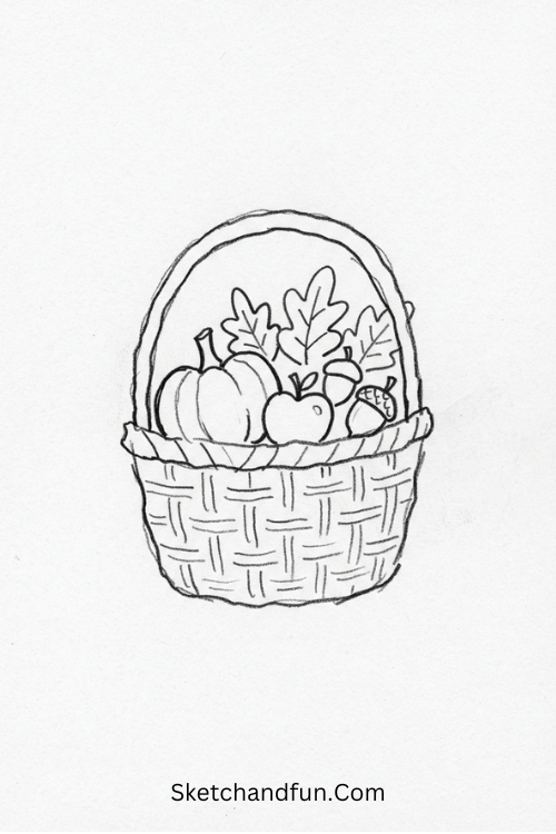 Autumn basket Thanksgiving drawing