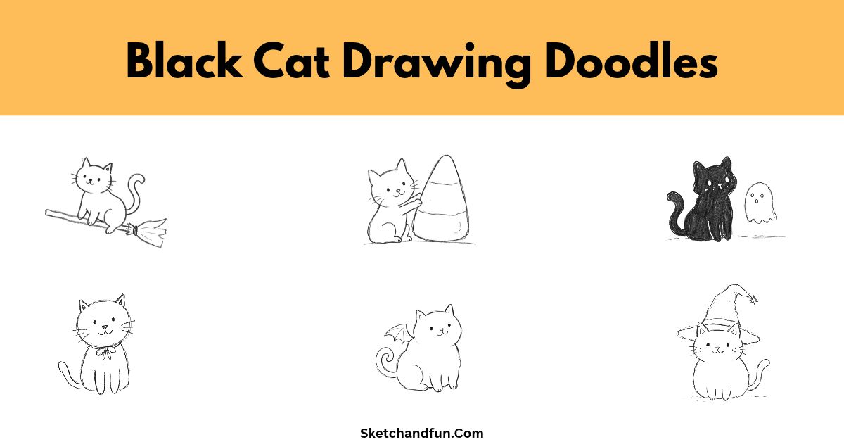 15+ Black Cat Doodles and Drawing Ideas