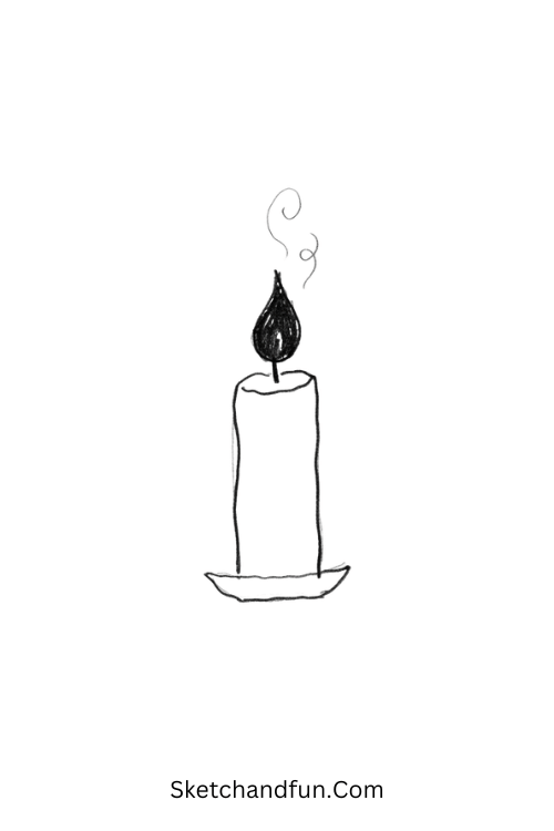 Candle with black flame dark doodle drawing