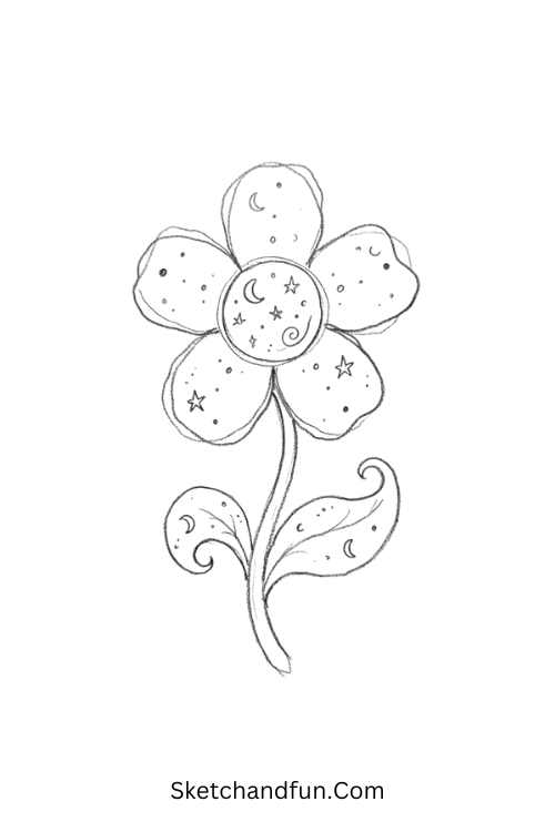 Cosmic Zen flower Zentangle pattern drawing