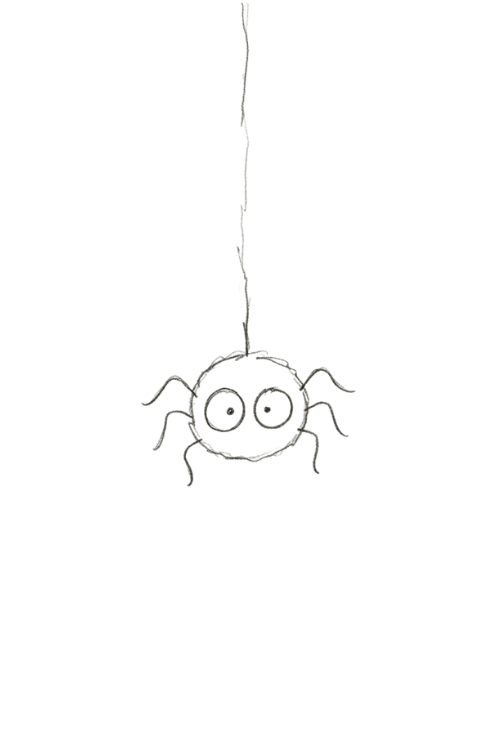 Creepy cute spider drawing with oversized eyes
