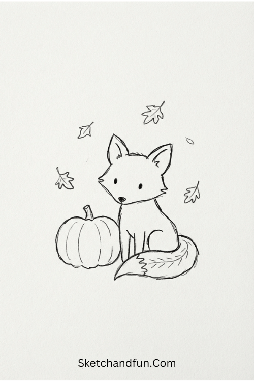 Cute autumn fox Thanksgiving drawing