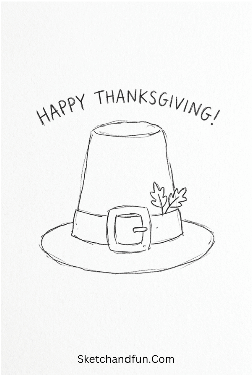Cute pilgrim hat Thanksgiving drawing