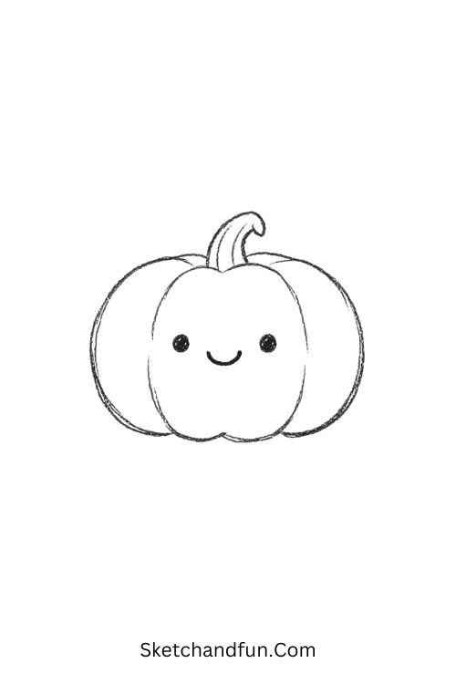 Cute smiling pumpkin drawing with simple eyes and a sweet smile