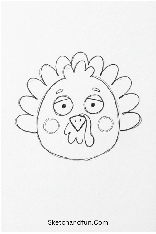 Cute turkey face Thanksgiving drawing