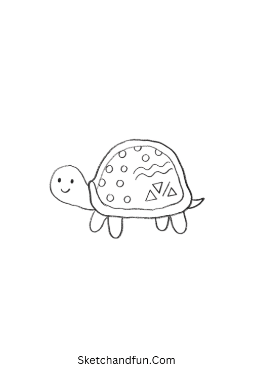 Cute turtle Zen doodle with a patterned shell
