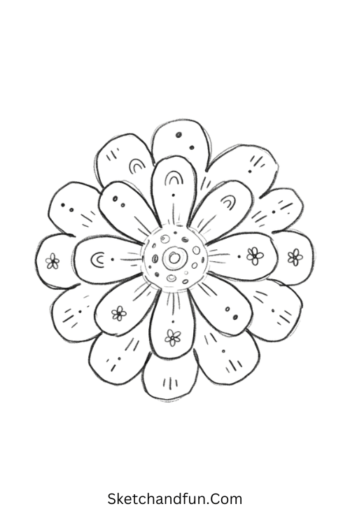 Daisy doodle Zentangle mandala drawing