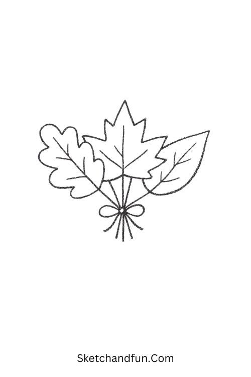 Fall leaf bundle drawing tied with a tiny bow