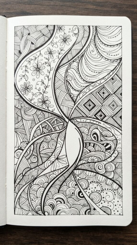 Zentangle techniques combined into one detailed beginner-friendly design