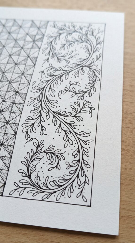 Flowing leaf and curve Zentangle pattern