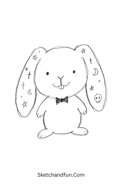 Goth Bunny Drawing with a tiny black bowtie