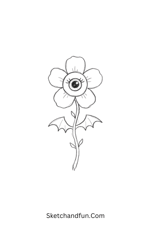 Gothic Eyeball Flower Drawing with a cute eye center