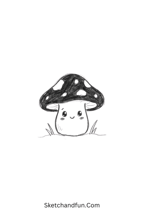 Gothic Mushroom Drawing with a cute face