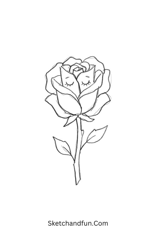 Gothic Rose With Eyes Drawing with sleepy eyes