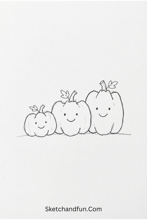 Happy pumpkin family Thanksgiving drawing