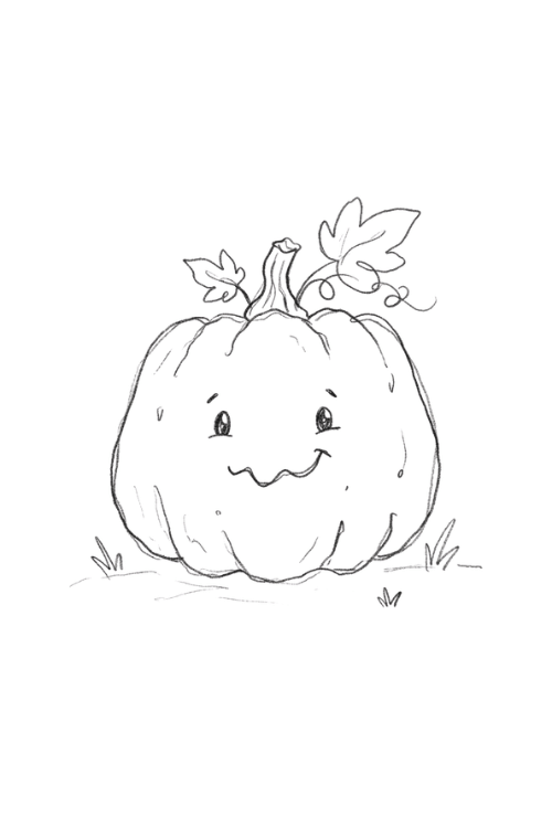 Haunted pumpkin doodle drawing with a crooked spooky smile