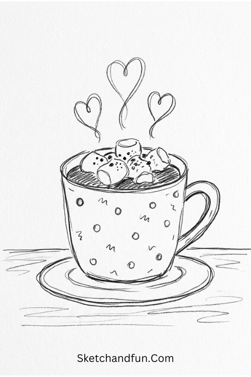 Hot cocoa with marshmallows Thanksgiving drawing