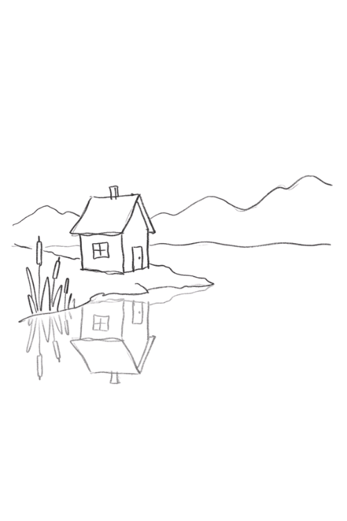 Little House by the Lake Drawing