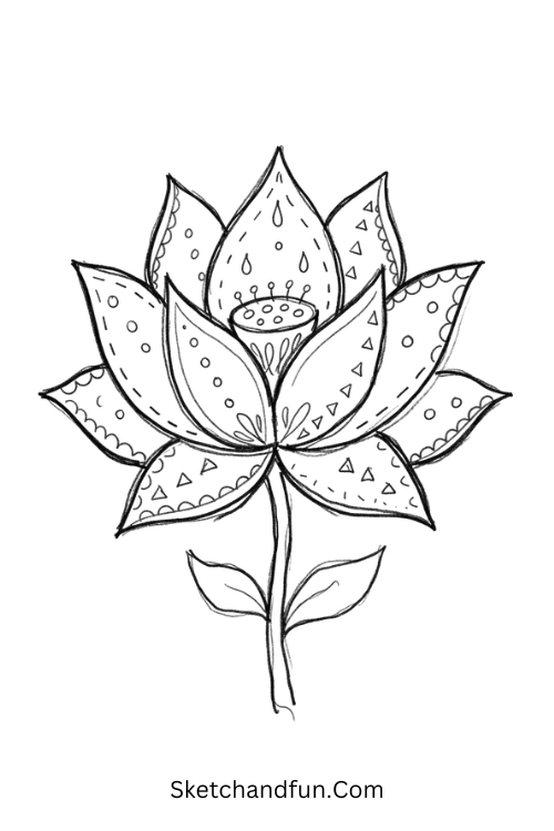 Lotus lace Zentangle floral pattern drawing