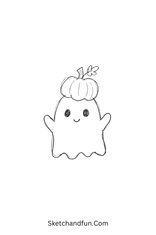Mini pumpkin ghost Halloween doodle drawing