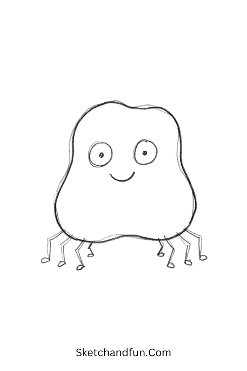 Cute monster with spider legs Halloween drawing