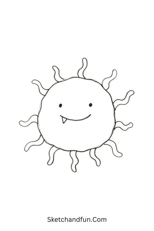 Round monster with tiny tentacles Halloween drawing