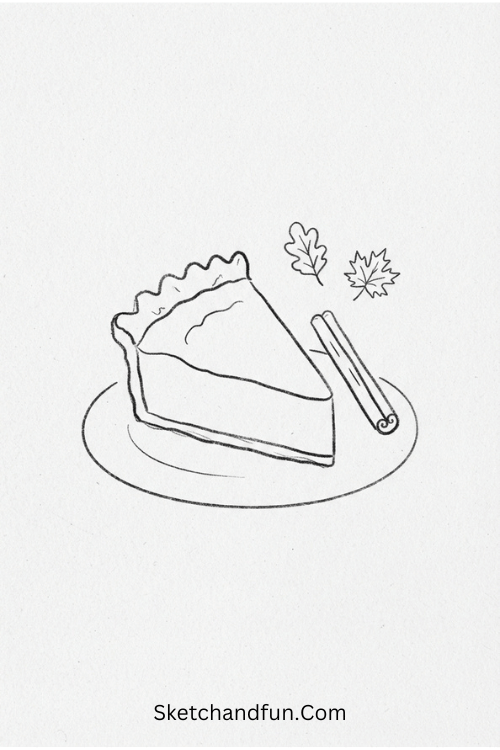 Pumpkin pie with cinnamon stick Thanksgiving drawing