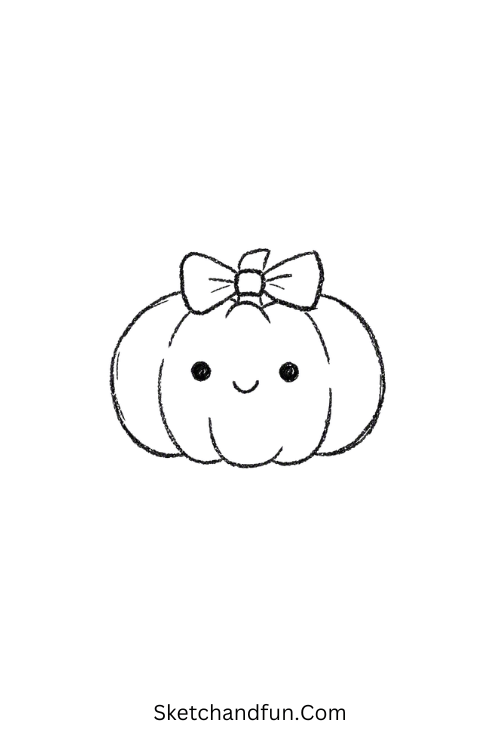 Simple pumpkin drawing decorated with a cute bow