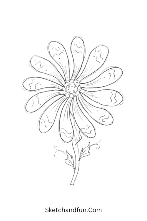 Spiral petal Zentangle floral pattern drawing
