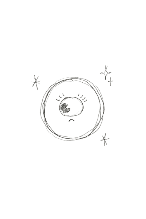 Spooky eyeball doodle drawing with a nervous expression
