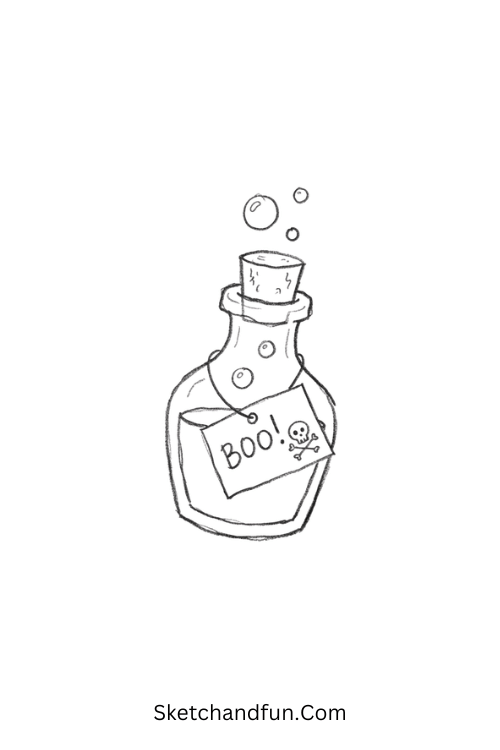 Spooky potion bottle Halloween doodle drawing