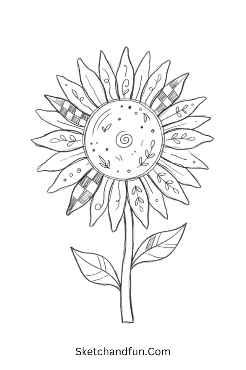 Sunflower Zen floral pattern drawing