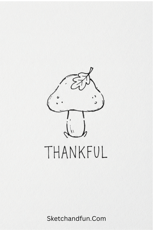 Thankful mushroom Thanksgiving drawing