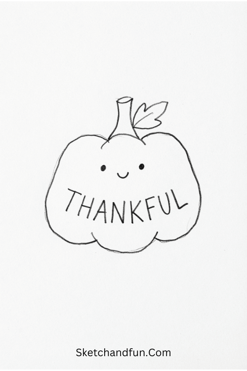 Thankful pumpkin Thanksgiving drawing
