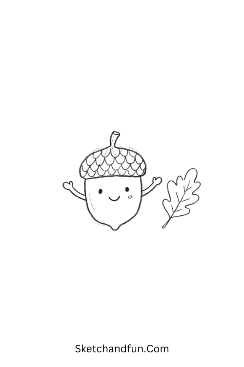 Cute acorn character Thanksgiving drawing