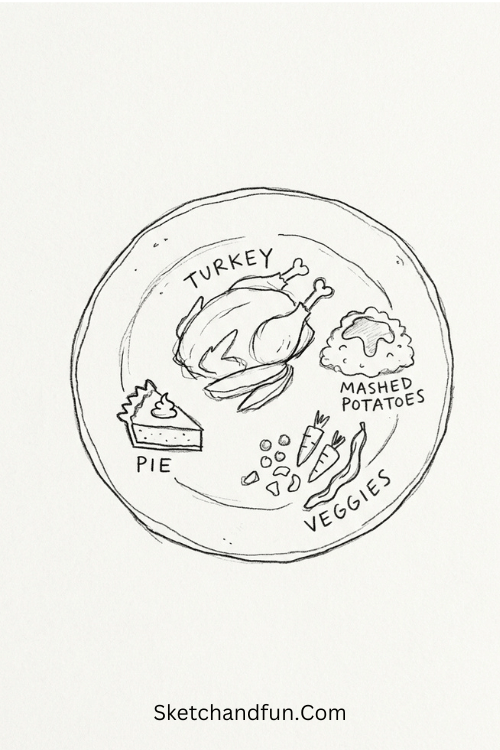 Thanksgiving dinner plate drawing