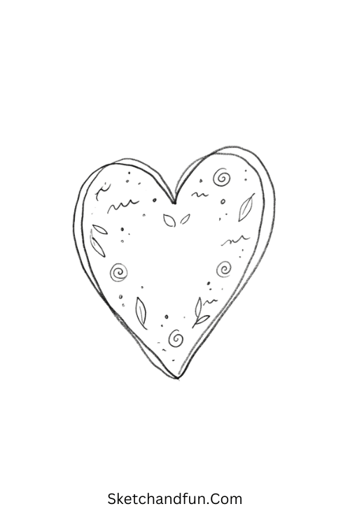 Tiny heart Zen doodle with waves, spirals, and dots