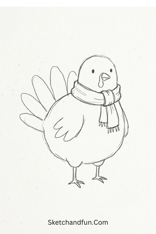 Turkey with a scarf Thanksgiving drawing